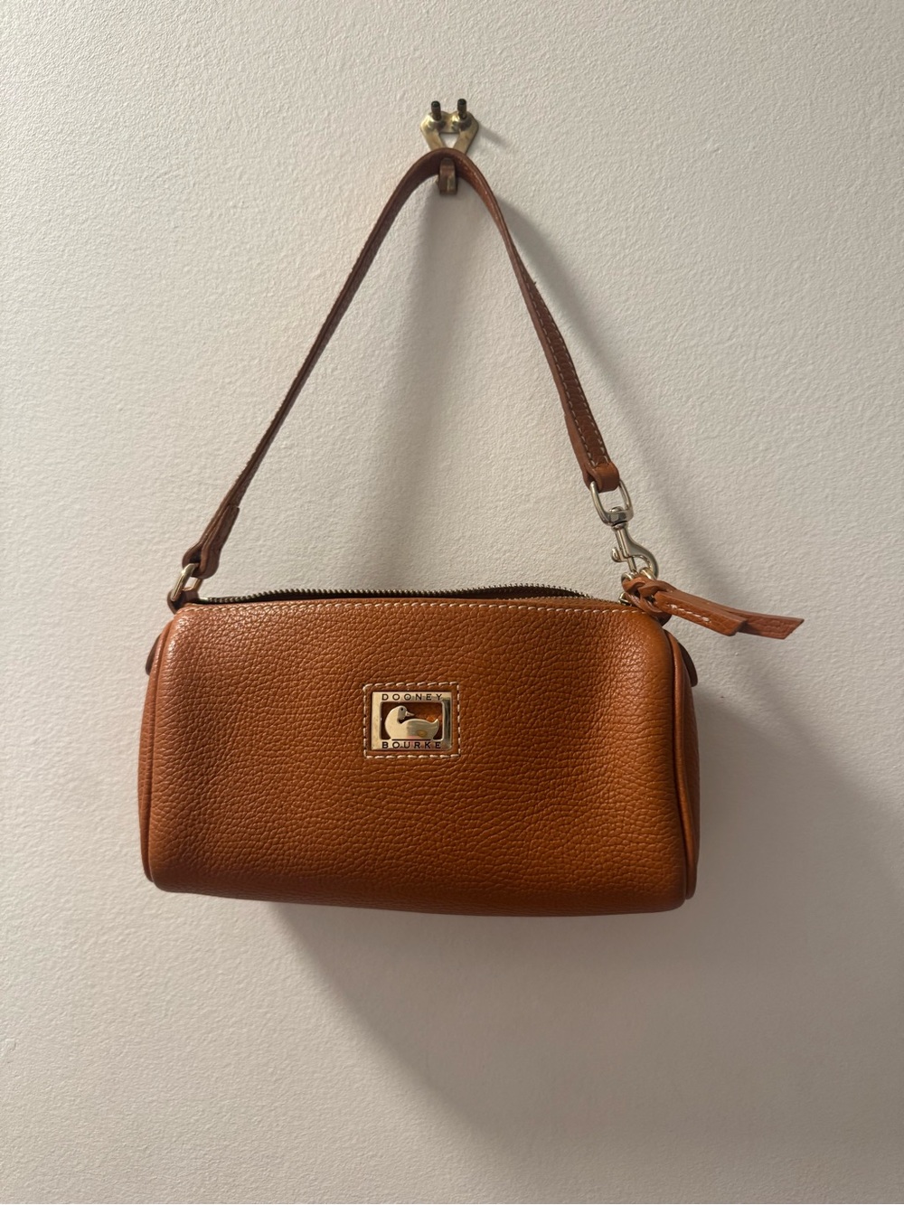 Dooney & Bourke Pebble Leather Shoulder Bag in Cognac